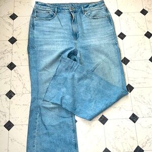NWT AMERICAN EAGLE 32 14 HIGHEST RISE 90’s flare denim jeans jean NO STRETCH